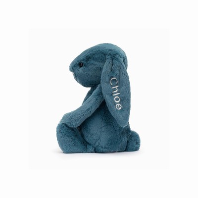 Jellycat Bashful Mineral Blue Bunny Medium New Zealand | FHONY3698